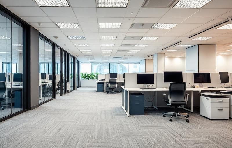 Clean commercial office space with professional carpet